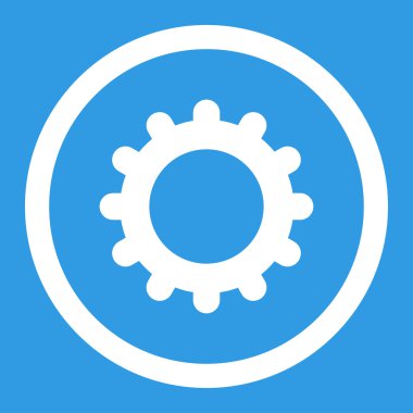 Gear flat white color rounded vector icon