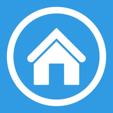 Ev düz beyaz renk yuvarlak vektör simgesi