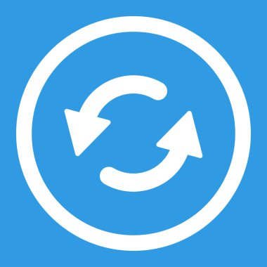 CCW düz beyaz renkli yuvarlak vektör simge Yenile