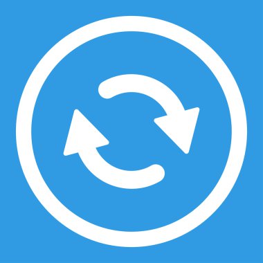 Düz beyaz renkli yuvarlak vektör simge Yenile