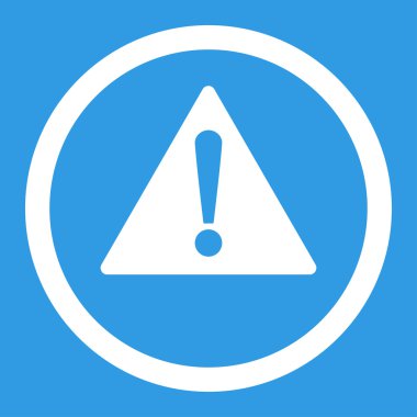 Düz beyaz renk uyarı vektör simge yuvarlak