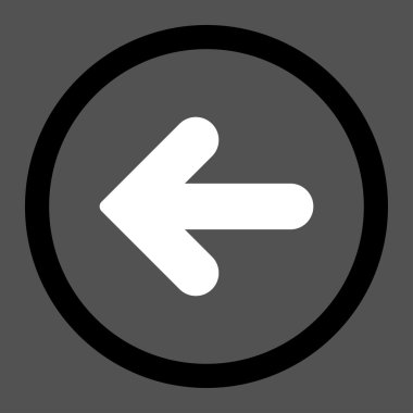 Arrow Left flat black and white colors rounded vector icon