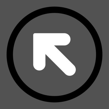Arrow Up Left flat black and white colors rounded vector icon