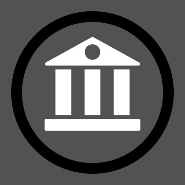Bank flat black and white colors rounded vector icon
