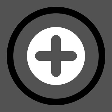 Create flat black and white colors rounded vector icon