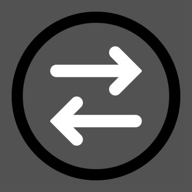 Flip Horizontal flat black and white colors rounded vector icon