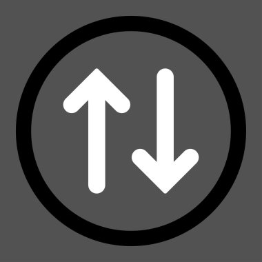 Flip flat black and white colors rounded vector icon