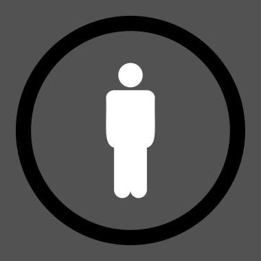 Man flat black and white colors rounded vector icon