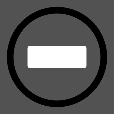 Minus flat black and white colors rounded vector icon
