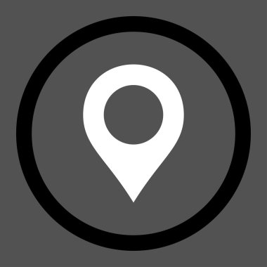 Map Marker flat black and white colors rounded vector icon