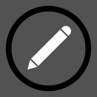 Pencil flat black and white colors rounded vector icon