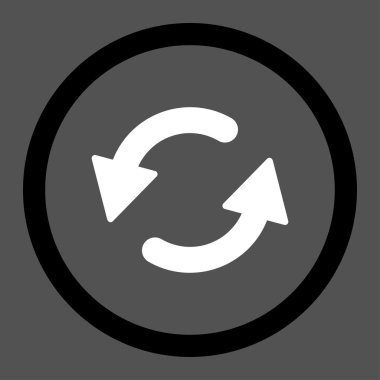 Refresh Ccw flat black and white colors rounded vector icon