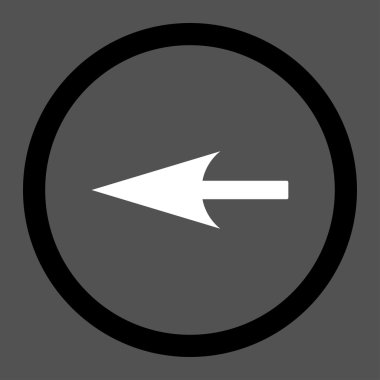 Sharp Left Arrow flat black and white colors rounded vector icon