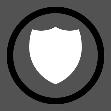 Shield flat black and white colors rounded vector icon