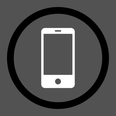 Smartphone flat black and white colors rounded vector icon