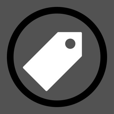 Tag flat black and white colors rounded vector icon