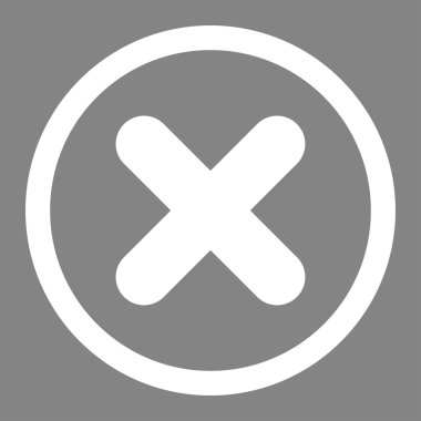 Cancel flat white color rounded vector icon