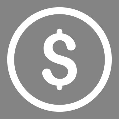 Dollar flat white color rounded vector icon