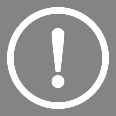 Exclamation Sign flat white color rounded vector icon