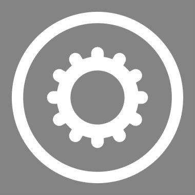 Gear flat white color rounded vector icon