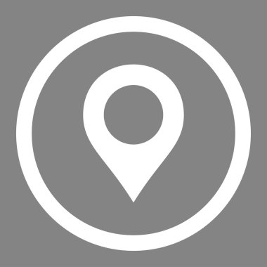 Marker düz beyaz renkli yuvarlak vektör simge göster