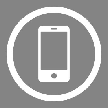 Smartphone düz beyaz yuvarlak renkli vektör simgesi