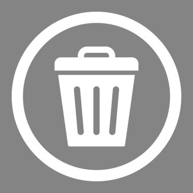 Çöp Can düz yuvarlak beyaz renk vektör simgesi