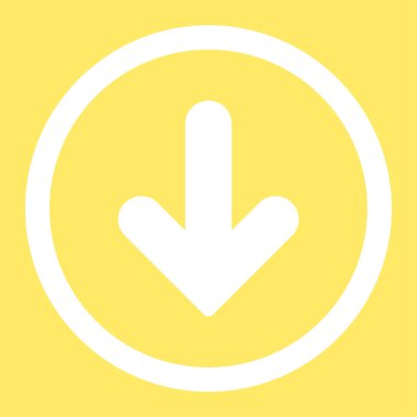 Arrow Down flat white color rounded vector icon