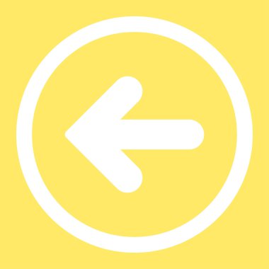 Arrow Left flat white color rounded vector icon