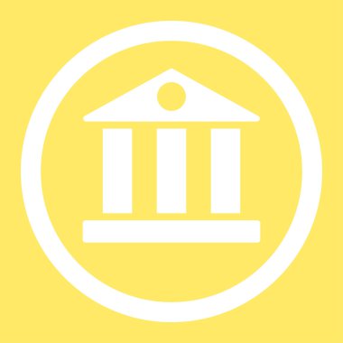 Bank flat white color rounded vector icon