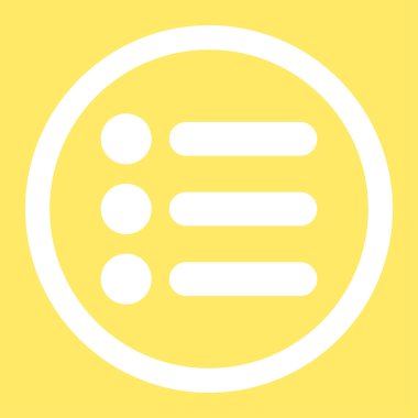 Öğeleri düz beyaz yuvarlak renkli vektör simgesi