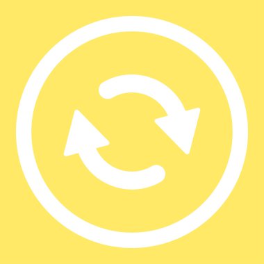 Düz beyaz renkli yuvarlak vektör simge Yenile