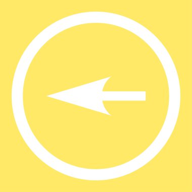 Keskin sol ok düz beyaz renk vektör simge yuvarlak