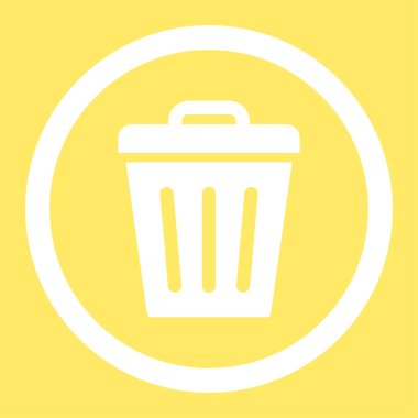 Çöp Can düz yuvarlak beyaz renk vektör simgesi