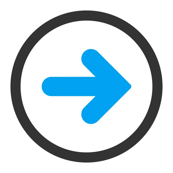 Flèche droite plat bleu et gris couleurs arrondie icône vectorielle — Image vectorielle
