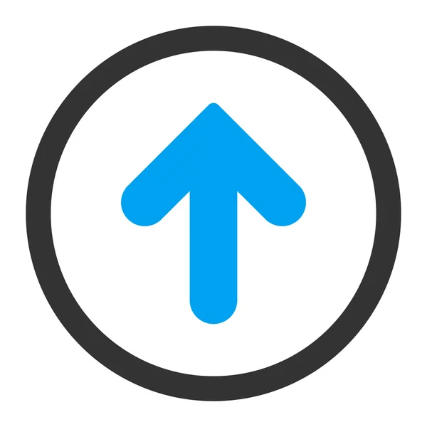 Pijl omhoog platte blauwe en grijze kleuren afgeronde vector pictogram — Stockvector