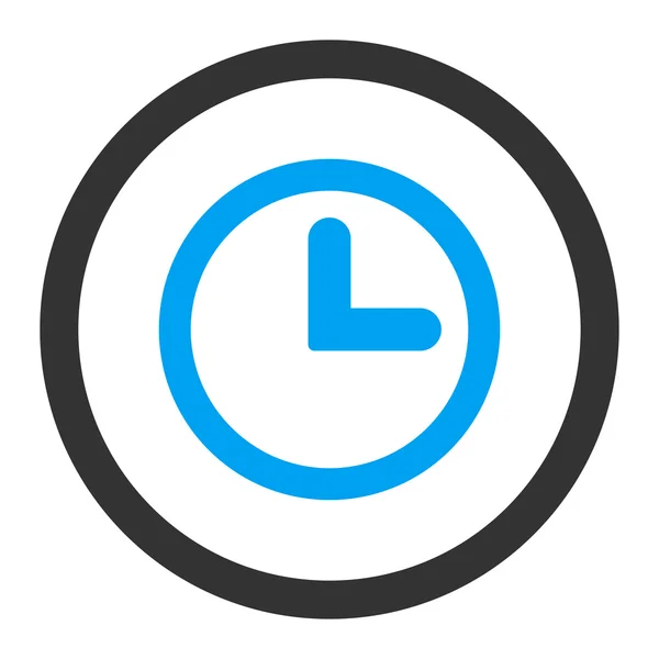 Uhr flache blaue und graue Farben abgerundetes Vektorsymbol — Stockvektor