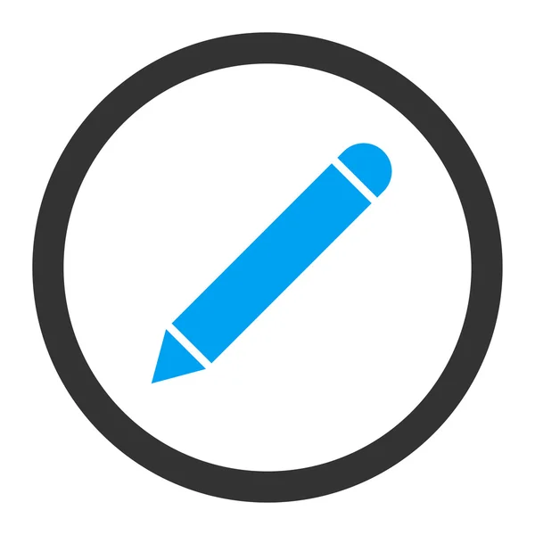 Pencil flat blue and gray colors rounded vector icon — Stock vektor