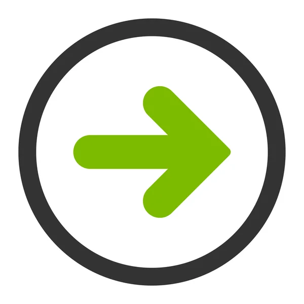 Arrow Right flat eco green and gray colors rounded vector icon — Διανυσματικό Αρχείο