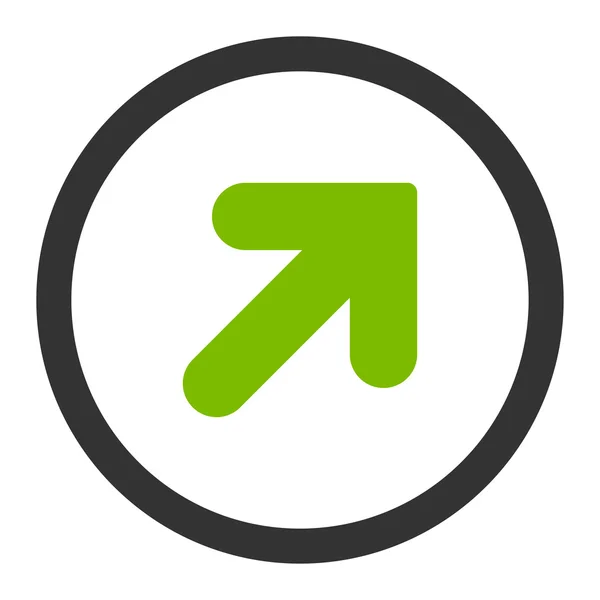 Arrow Up Right flat eco green and gray colors rounded vector icon — 图库矢量图片