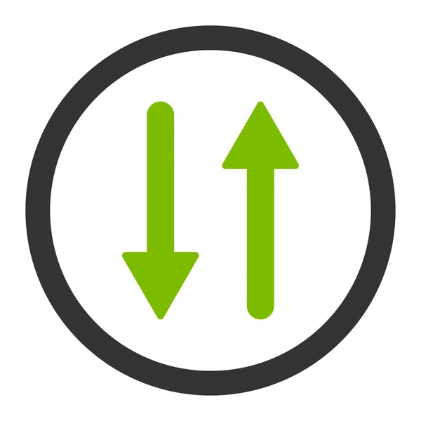 Flechas Intercambio Vertical plana eco verde y gris colores redondeados vector icono — Archivo Imágenes Vectoriales