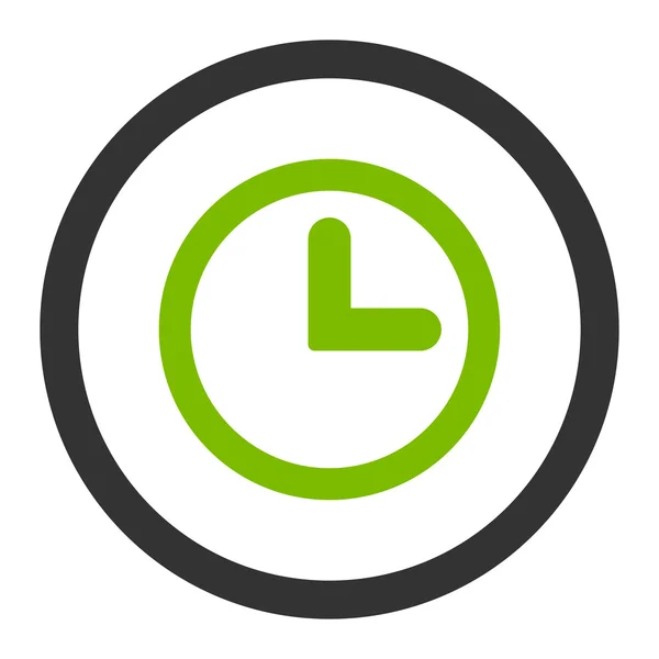 Reloj plano eco verde y gris colores redondeados vector icono — Archivo Imágenes Vectoriales