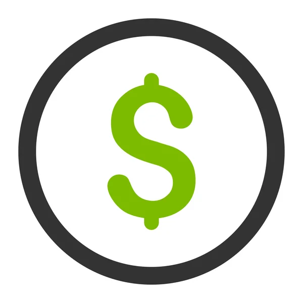 Dollar flat eco green and gray colors rounded vector icon — 스톡 벡터