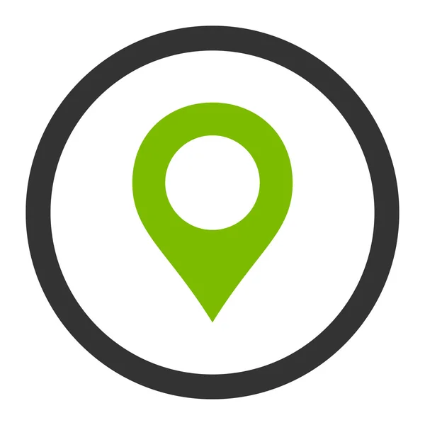 Mapa Marcador plano eco verde y gris colores redondeados vector icono — Vector de stock