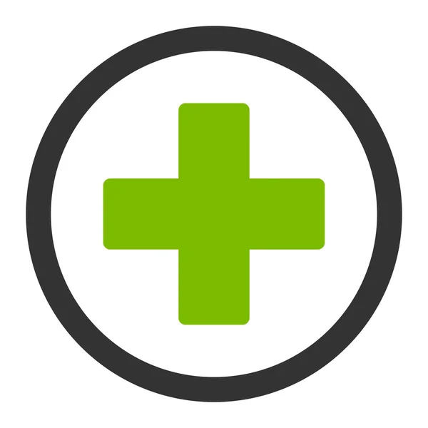 Plus platte eco groene en grijze kleuren afgeronde vector pictogram — Stockvector