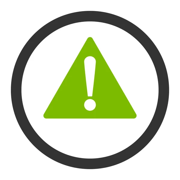 Warning flat eco green and gray colors rounded vector icon — Stock Vector