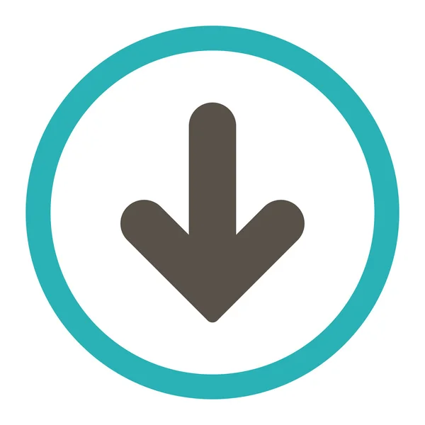 Arrow Down flat grey and cyan colors rounded vector icon — Stockvector