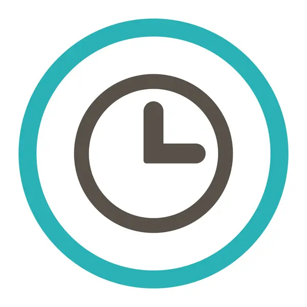 Reloj gris plano y cian colores redondeados vector icono — Archivo Imágenes Vectoriales