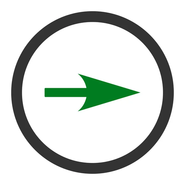 Seta Eixo X plana cores verde e cinza ícone vetor arredondado — Vetor de Stock