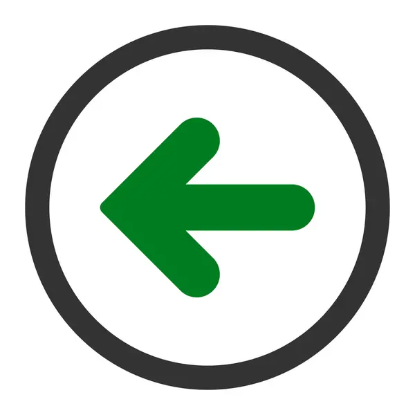 Seta Esquerda plana verde e cinza cores arredondadas vetor ícone — Vetor de Stock